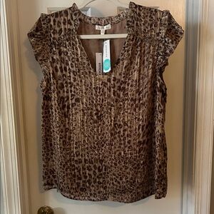 nine britton Stitchfix Wyatt Leopard Print flutter sleeve top